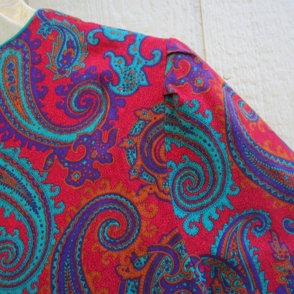 Vintage‎ Dress Womens Size 16 Red/Blue Paisley Zip Back Boho fairy beachy casual - Picture 6 of 14